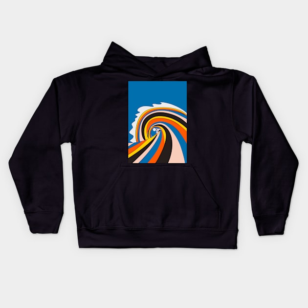 Surf the big wave Kids Hoodie by Swadeillustrations